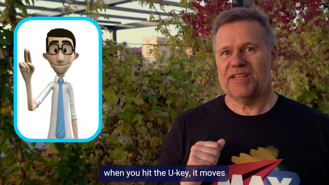 Jarle on screen with subtitles and a sign language avatar in the corner