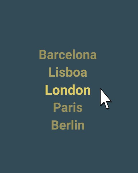 A list of city names with one highlighted